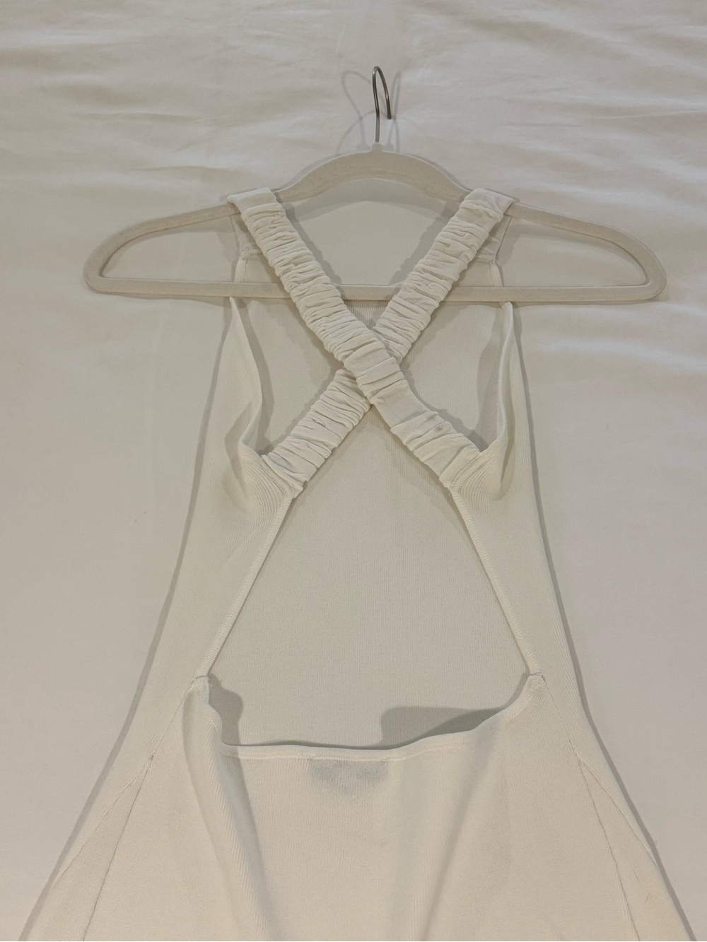 Moon River White Knit Cross-Back Dress